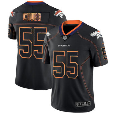 Custom Broncos 55 Bradley Chubb Black Shadow Legend Limited Jersey