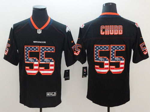 Custom Broncos 55 Bradley Chubb Black USA Flag Fashion Limited Jersey