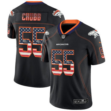 Custom Broncos 55 Bradley Chubb Black USA Flag Fashion Limited Jersey