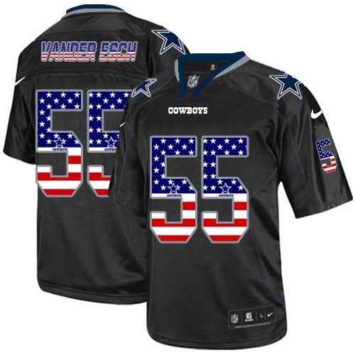 Custom Broncos 55 Bradley Chubb Black USA Flag Fashion Limited JerseyS