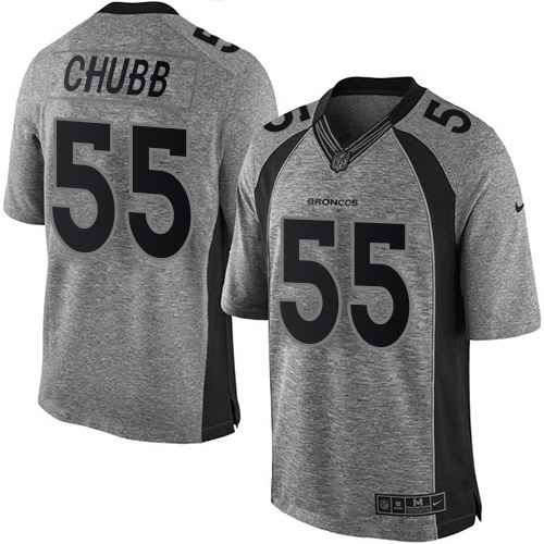 Custom Broncos 55 Bradley Chubb Gray Gridiron Gray Limited Jersey