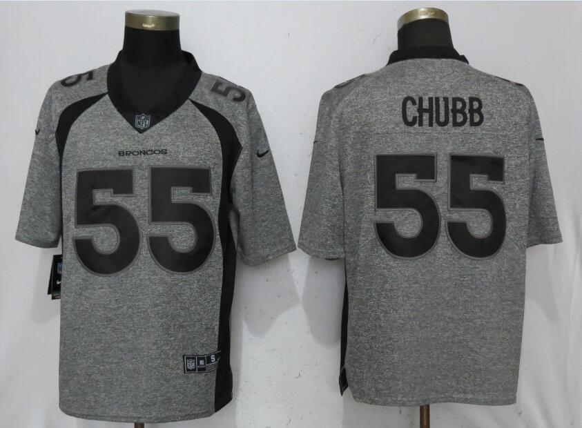 Custom Broncos 55 Bradley Chubb Gray Gridiron Gray Vapor Untouchable Limited Jersey