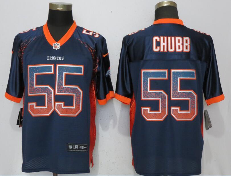 Custom Broncos 55 Bradley Chubb Navy Drift Fashion Elite Jersey