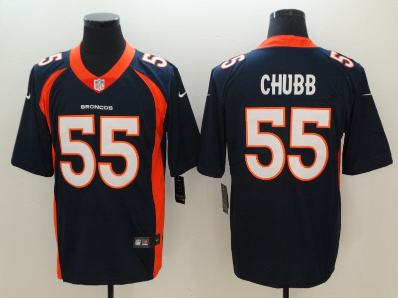 Custom Broncos 55 Bradley Chubb Navy Vapor Untouchable Limited Jersey