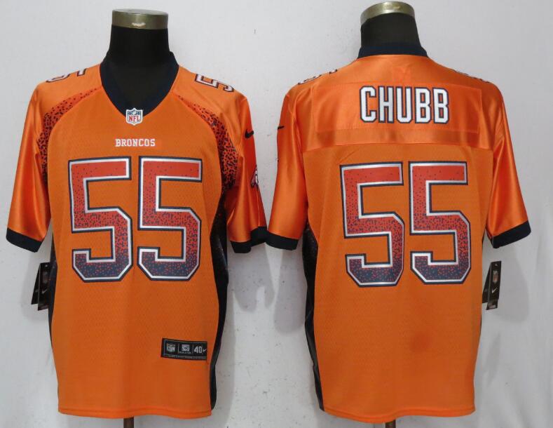 Custom Broncos 55 Bradley Chubb Orange Drift Fashion Elite Jersey