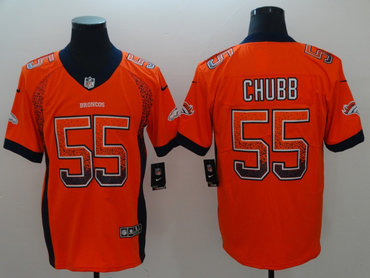 Custom Broncos 55 Bradley Chubb Orange Drift Fashion Limited Jersey
