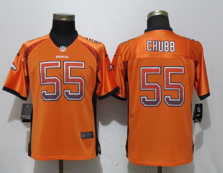 Custom Broncos 55 Bradley Chubb Orange Women Drift Fashion Jersey