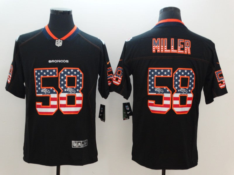 Custom Broncos 58 Von Miller Black USA Flag Fashion Color Rush Limited Jersey