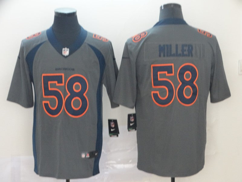 Custom Broncos 58 Von Miller Gray Inverted Legend Limited Jersey