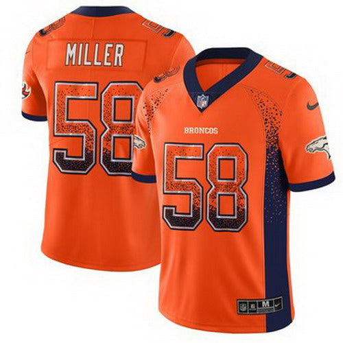 Custom Broncos 58 Von Miller Orange Drift Fashion Limited Jersey