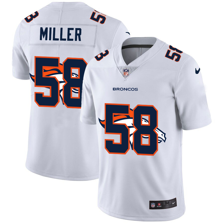 Custom Broncos 58 Von Miller White Shadow Logo Limited Jersey
