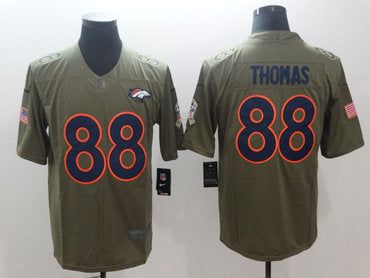 Custom Broncos 88 Demaryius Thomas Olive Salute To Service Limited Jersey