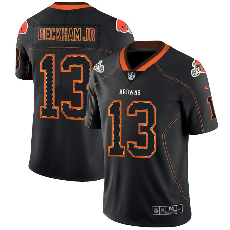 Custom Browns 13 Odell Beckham Jr Black Shadow Legend Limited Jersey