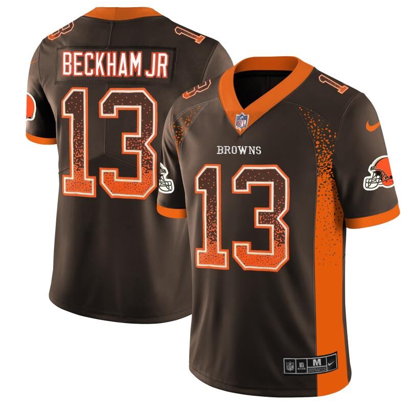 Custom Browns 13 Odell Beckham Jr Brown Drift Fashion Limited Jersey