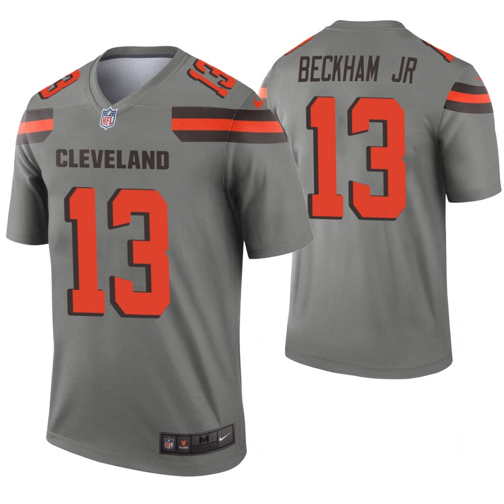 Custom Browns 13 Odell Beckham Jr Gray Inverted Legend Jersey
