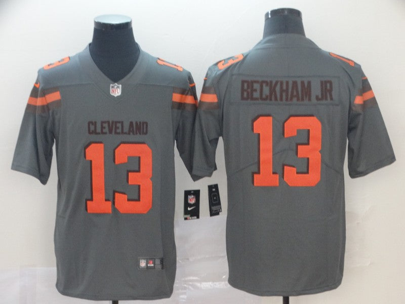 Custom Browns 13 Odell Beckham Jr Gray Inverted Legend Limited Jersey