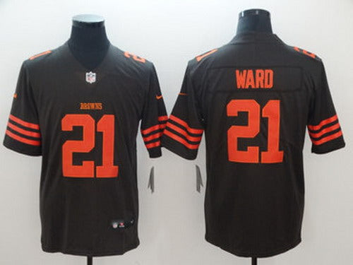 Custom Browns 21 T.J. Ward Brown Color Rush Limited Jerseys