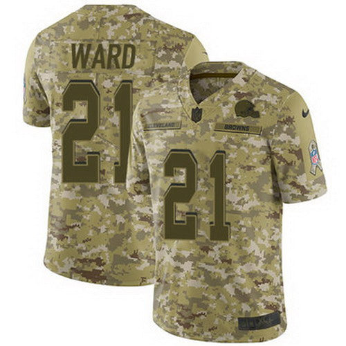 Custom Browns #21 Denzel Ward Camo Men’s Stitched NFL Limited 2018 Salute To Service Jersey