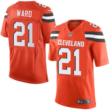 Custom Browns #21 Denzel Ward Orange Alternate Men’s Stitched NFL Elite Jersey