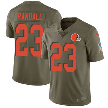 Custom Browns #23 Damarious Randall Olive Youth Stitched NFL Limited 2017 Salute to Service Jersey