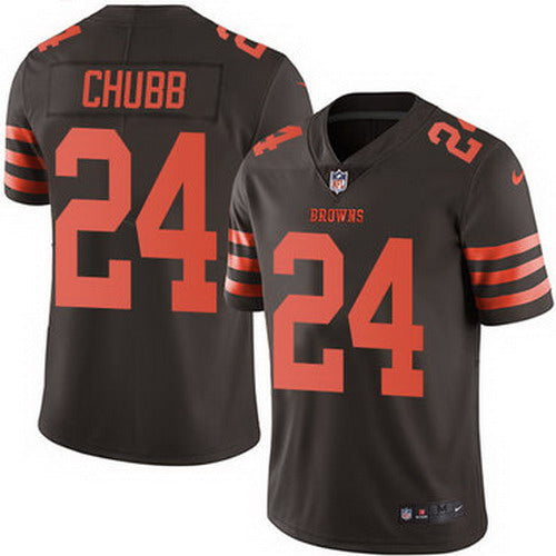 Custom Browns #24 Nick Chubb Brown Men’s Stitched NFL Limited Rush Jersey