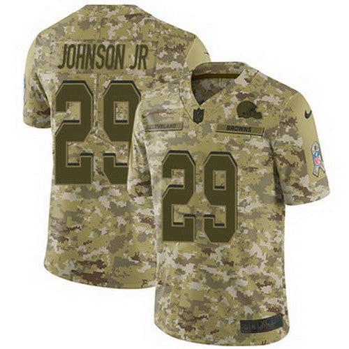 Custom Browns #29 Duke Johnson Jr Camo Men’s Stitched NFL Limited 2018 Salute To Service Jersey