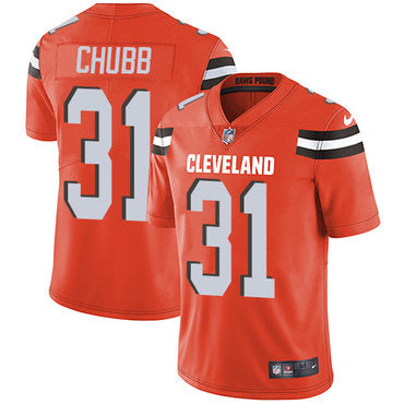 Custom Browns #31 Nick Chubb Orange Alternate Youth Stitched NFL Vapor Untouchable Limited Jersey