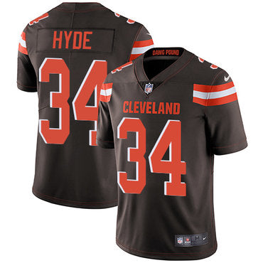 Custom Browns #34 Carlos Hyde Brown Team Color Men’s Stitched NFL Vapor Untouchable Limited Jersey