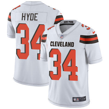 Custom Browns #34 Carlos Hyde White Men’s Stitched NFL Vapor Untouchable Limited Jersey