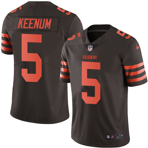Custom Browns #5 Case Keenum Brown Men’s Stitched NFL Limited Rush Jersey