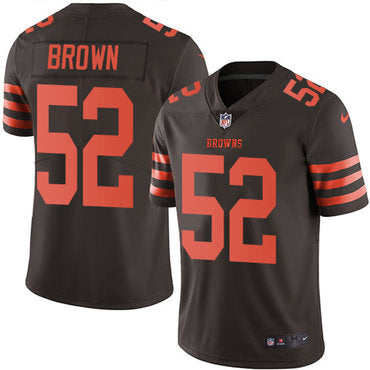Custom Browns #52 Preston Brown Brown Men’s Stitched NFL Limited Rush Jersey