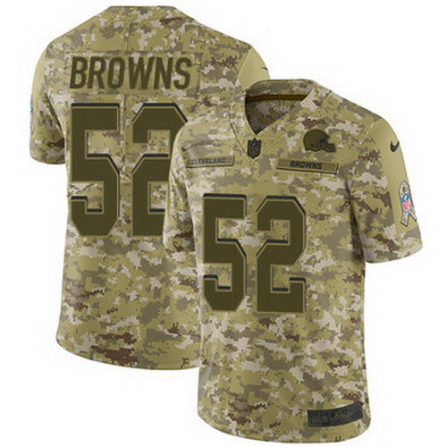 Custom Browns #52 Preston Brown Camo Men’s Stitched NFL Limited 2018 Salute To Service Jersey