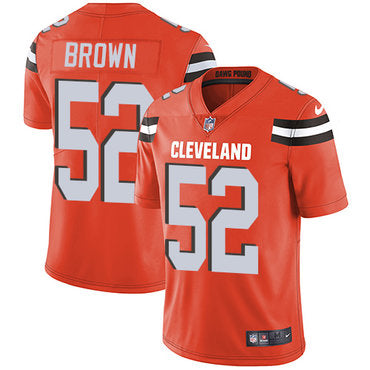 Custom Browns #52 Preston Brown Orange Alternate Men’s Stitched NFL Vapor Untouchable Limited Jersey