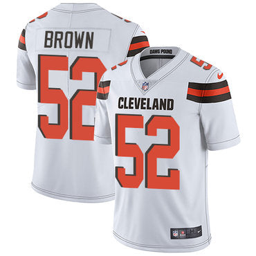 Custom Browns #52 Preston Brown White Men’s Stitched NFL Vapor Untouchable Limited Jersey