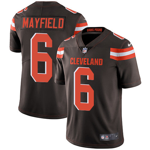 Custom Browns #6 Baker Mayfield Brown Team Color Youth Stitched NFL Vapor Untouchable Limited Jersey