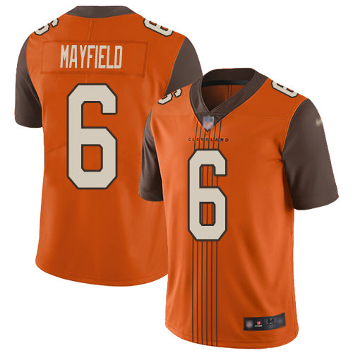 Custom Browns #6 Baker Mayfield Orange Alternate Men’s Stitched Football Limited City Edtion Jersey