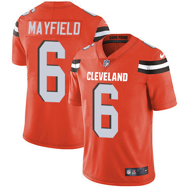 Custom Browns #6 Baker Mayfield Orange Alternate Youth Stitched NFL Vapor Untouchable Limited Jersey