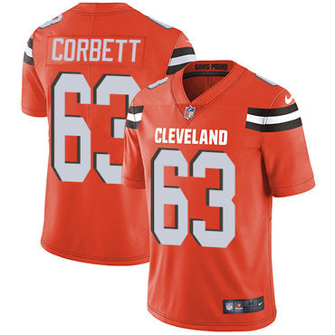 Custom Browns #63 Austin Corbett Orange Alternate Men’s Stitched NFL Vapor Untouchable Limited Jersey
