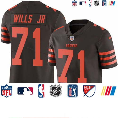 Custom Browns #71 Jedrick Wills JR Brown Men’s Stitched NFL Limited Rush Jersey