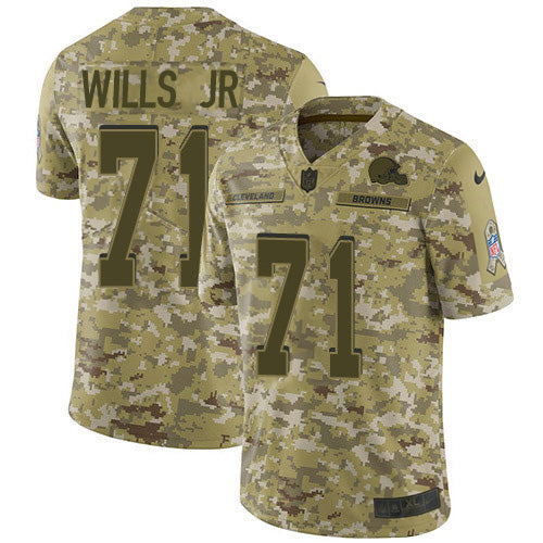 Custom Browns #71 Jedrick Wills JR Camo Men’s Stitched NFL Limited 2018 Salute To Service Jersey