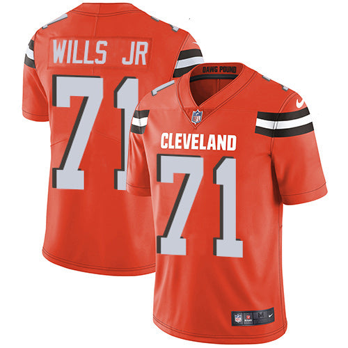 Custom Browns #71 Jedrick Wills JR Orange Alternate Men’s Stitched NFL Vapor Untouchable Limited Jersey