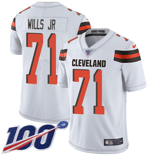 Custom Browns #71 Jedrick Wills JR White Men’s Stitched NFL 100th Season Vapor Untouchable Limited Jersey
