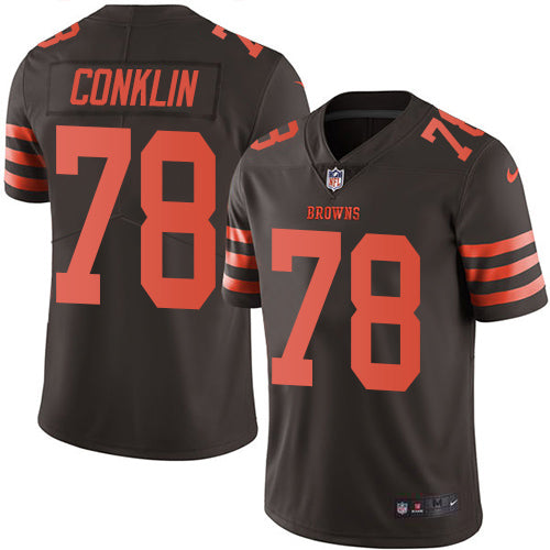 Custom Browns #78 Jack Conklin Brown Men’s Stitched NFL Limited Rush Jersey