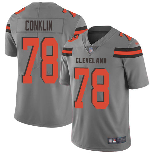 Custom Browns #78 Jack Conklin Gray Men’s Stitched NFL Limited Inverted Legend Jersey