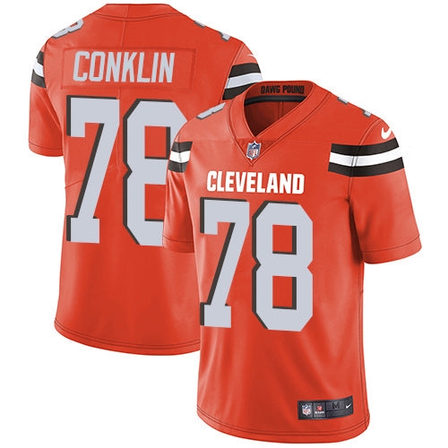 Custom Browns #78 Jack Conklin Orange Alternate Men’s Stitched NFL Vapor Untouchable Limited Jersey
