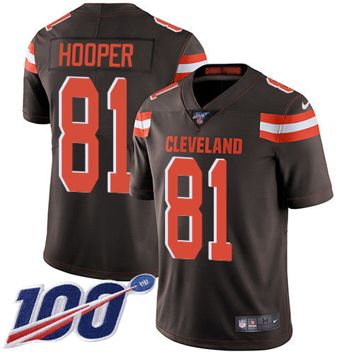 Custom Browns #81 Austin Hooper Brown Team Color Men’s Stitched NFL 100th Season Vapor Untouchable Limited Jersey