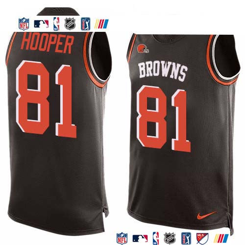 Custom Browns #81 Austin Hooper Brown Team Color Men’s Stitched NFL Limited Tank Top Jersey