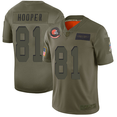 Custom Browns #81 Austin Hooper Camo Men’s Stitched NFL Limited 2019 Salute To Service Jersey
