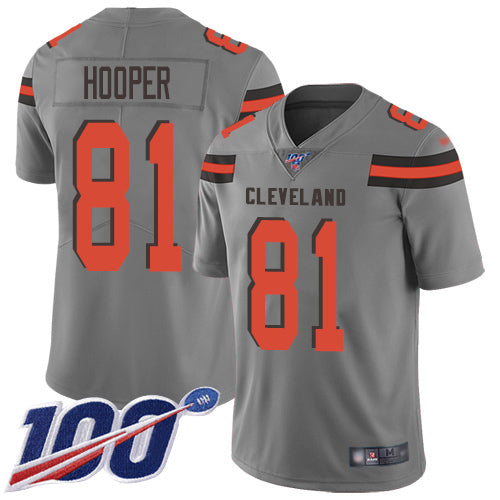 Custom Browns #81 Austin Hooper Gray Men’s Stitched NFL Limited Inverted Legend 100th Season Jersey