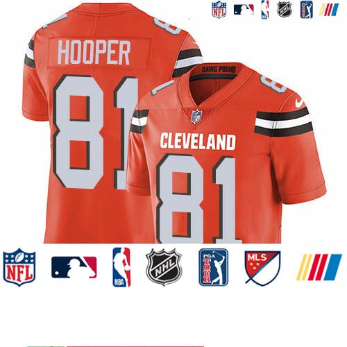 Custom Browns #81 Austin Hooper Orange Alternate Men’s Stitched NFL Vapor Untouchable Limited Jersey